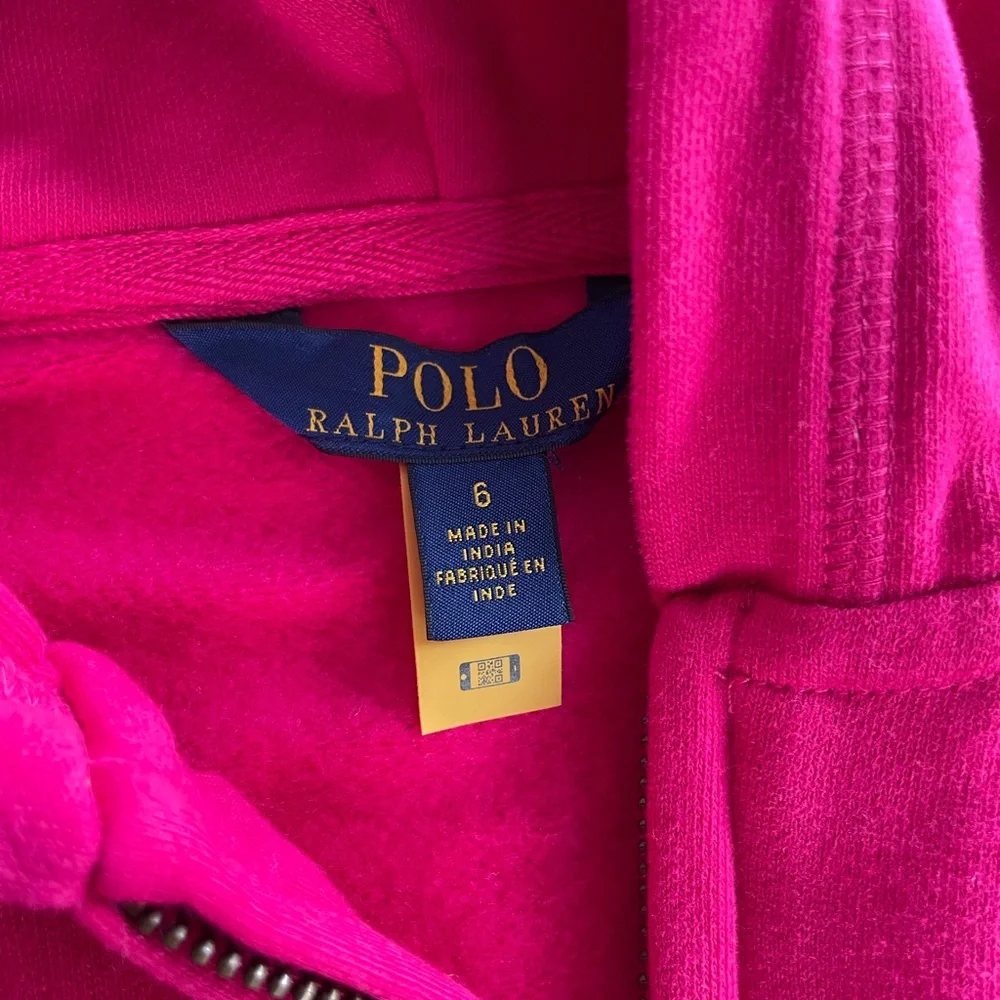 Ralph Lauren Pink Hooded Zip-Up Sweatshirt for Kids